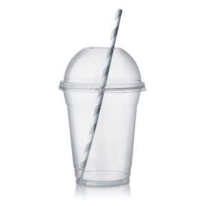 En elegant Mugg med sugrör, Mugg till smoothie tillverkad av återvunnen plast med naturligt utseende och känsla. Detaljerad utformning med realistiskt bladverk. 